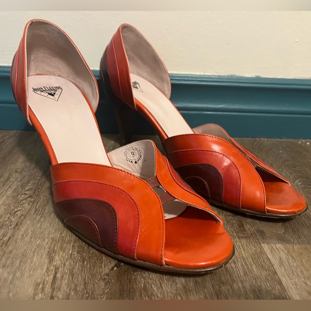 Red/orange/burgundy Fluevog Heels size 9